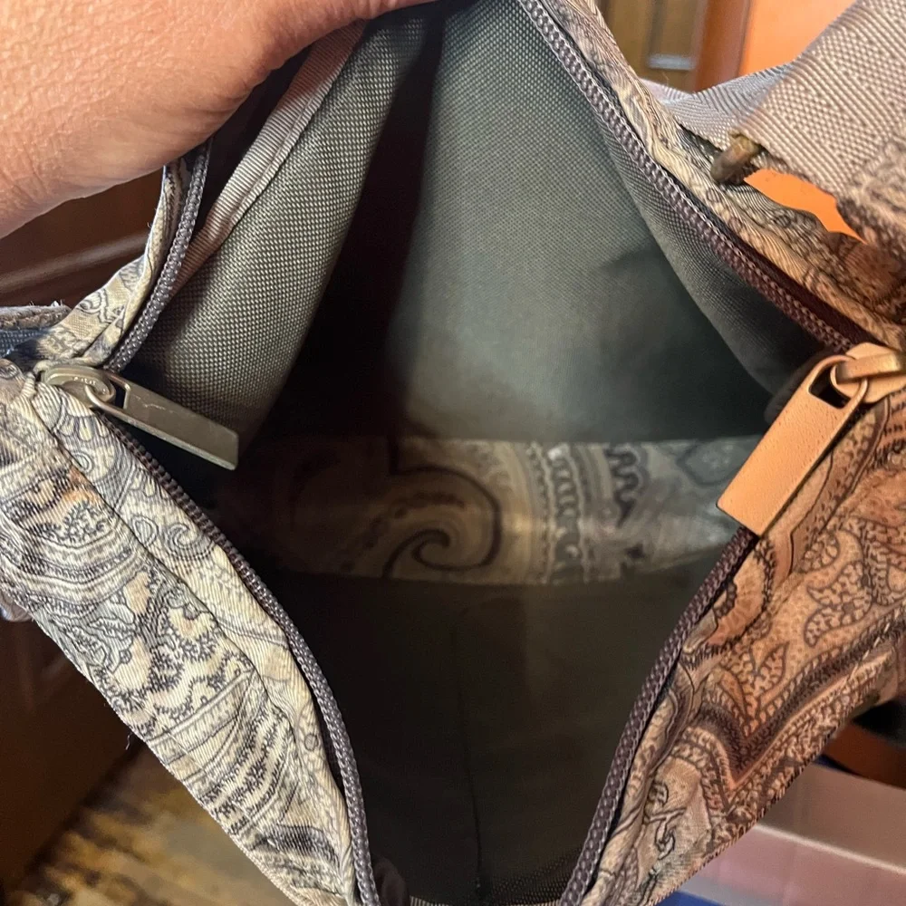 ETRO Tote Shoulder/crossbody Bag Italy Tan/ Brown Paisley Casualq w
